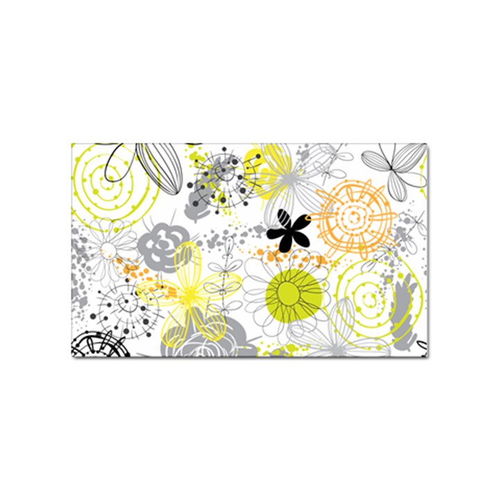 Doodle Flowers Hand Drawing Pattern Sticker Rectangular (100 pack)