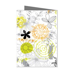 Doodle Flowers Hand Drawing Pattern Mini Greeting Cards (pkg Of 8) by Jancukart