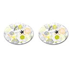 Doodle Flowers Hand Drawing Pattern Cufflinks (Oval) Front(Pair)