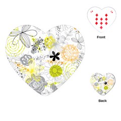 Doodle Flowers Hand Drawing Pattern Playing Cards Single Design (heart) by Jancukart