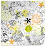 Doodle Flowers Hand Drawing Pattern Canvas 12  x 12  11.4 x11.56  Canvas - 1