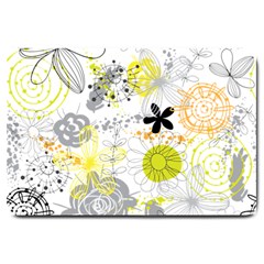 Doodle Flowers Hand Drawing Pattern Large Doormat