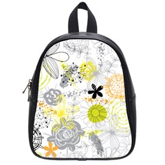 Doodle Flowers Hand Drawing Pattern School Bag (small)