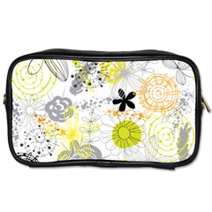 Doodle Flowers Hand Drawing Pattern Toiletries Bag (one Side) by Jancukart