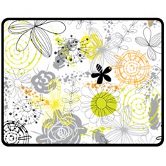 Doodle Flowers Hand Drawing Pattern One Side Fleece Blanket (medium)