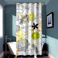 Doodle Flowers Hand Drawing Pattern Shower Curtain 36  X 72  (stall) 