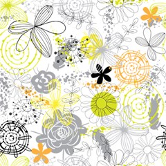 Doodle Flowers Hand Drawing Pattern Play Mat (square)