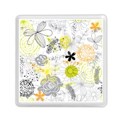 Doodle Flowers Hand Drawing Pattern Memory Card Reader (square)