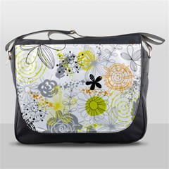 Doodle Flowers Hand Drawing Pattern Messenger Bag