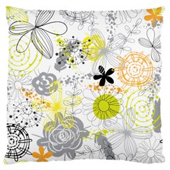 Doodle Flowers Hand Drawing Pattern Large Cushion Case (two Sides)