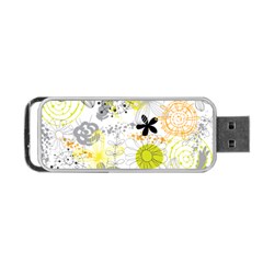 Doodle Flowers Hand Drawing Pattern Portable Usb Flash (two Sides)