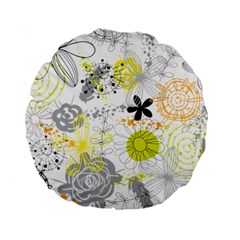 Doodle Flowers Hand Drawing Pattern Standard 15  Premium Round Cushions