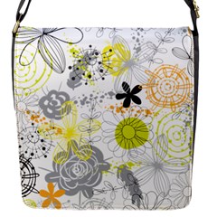 Doodle Flowers Hand Drawing Pattern Flap Closure Messenger Bag (s)