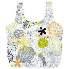 Doodle Flowers Hand Drawing Pattern Full Print Recycle Bag (xl)