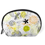 Doodle Flowers Hand Drawing Pattern Accessory Pouch (Large) Back