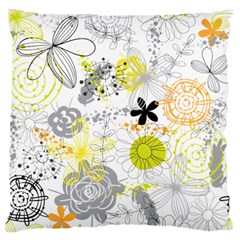 Doodle Flowers Hand Drawing Pattern Standard Premium Plush Fleece Cushion Case (one Side)