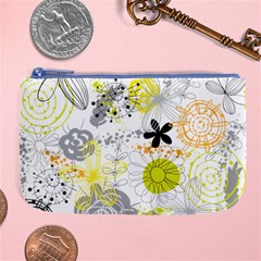 Doodle Flowers Hand Drawing Pattern Large Coin Purse by Jancukart