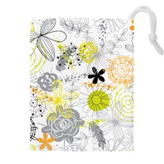 Doodle Flowers Hand Drawing Pattern Drawstring Pouch (5xl) by Jancukart