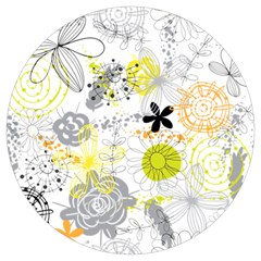 Doodle Flowers Hand Drawing Pattern Round Trivet by Jancukart