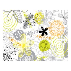 Doodle Flowers Hand Drawing Pattern One Side Premium Plush Fleece Blanket (large)