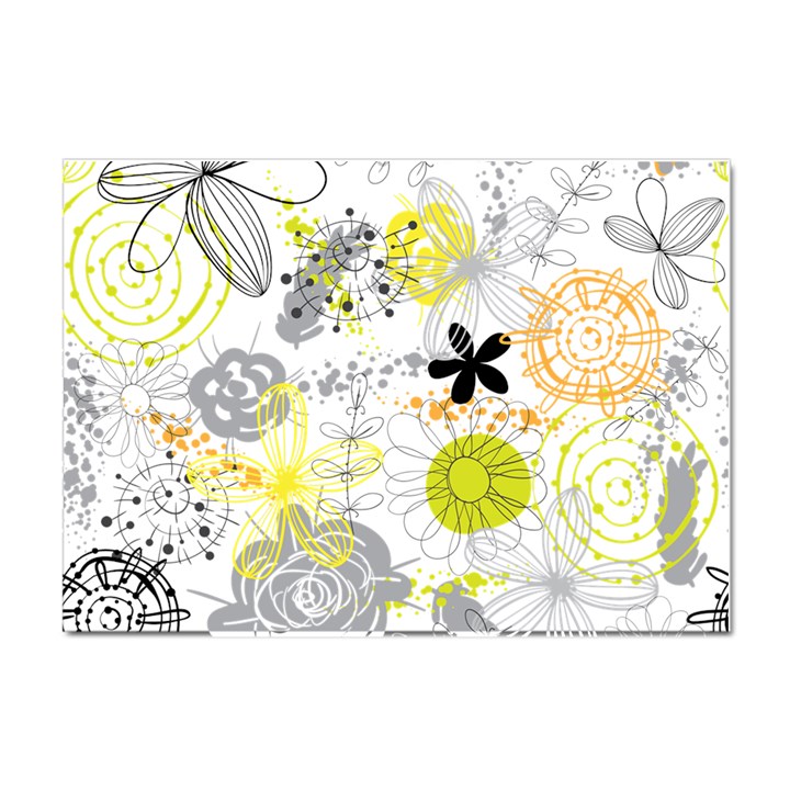 Doodle Flowers Hand Drawing Pattern Crystal Sticker (A4)