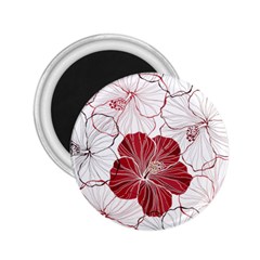 Red Hibiscus Flowers Art 2 25  Magnets