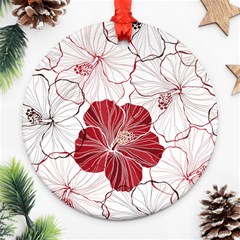 Red Hibiscus Flowers Art Ornament (round)