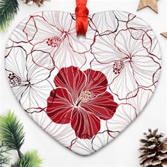 Red Hibiscus Flowers Art Ornament (heart) by Jancukart