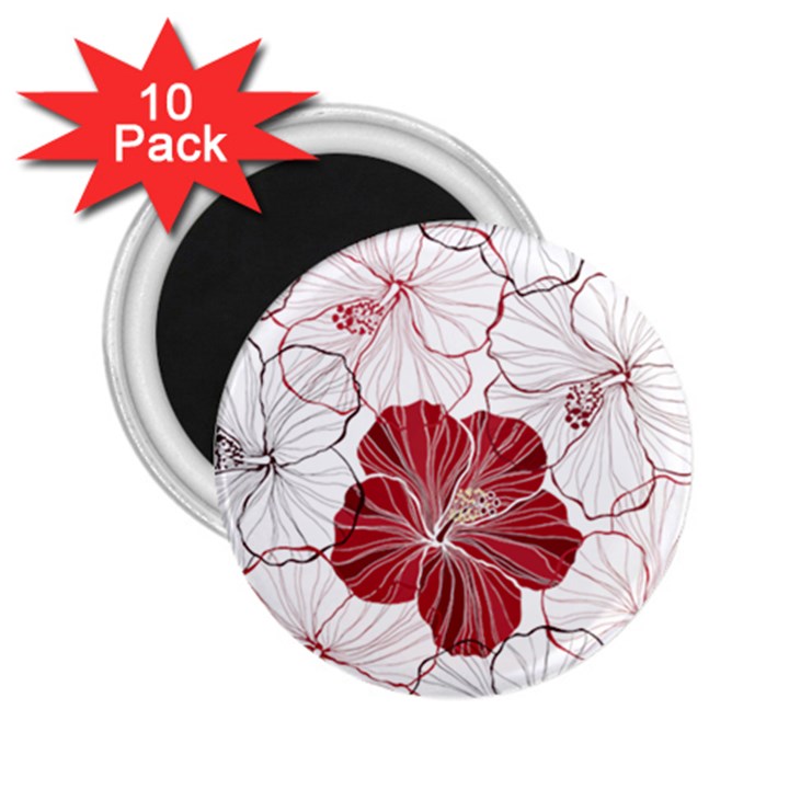 Red Hibiscus Flowers Art 2.25  Magnets (10 pack) 