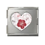 Red Hibiscus Flowers Art Mega Link Heart Italian Charm (18mm) Front