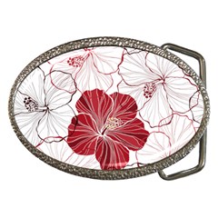 Red Hibiscus Flowers Art Belt Buckles