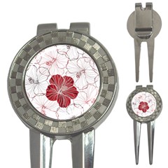 Red Hibiscus Flowers Art 3-in-1 Golf Divots by Jancukart