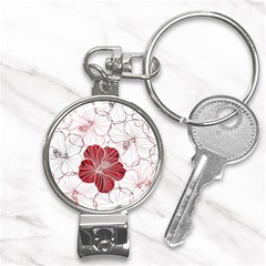 Red Hibiscus Flowers Art Nail Clippers Key Chain