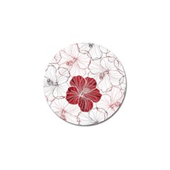 Red Hibiscus Flowers Art Golf Ball Marker