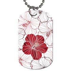 Red Hibiscus Flowers Art Dog Tag (two Sides)