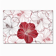 Red Hibiscus Flowers Art Postcards 5  X 7  (pkg Of 10)