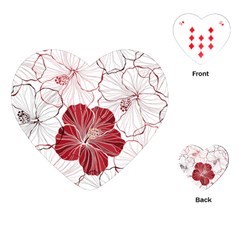 Red Hibiscus Flowers Art Playing Cards Single Design (heart) by Jancukart