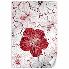 Red Hibiscus Flowers Art Canvas 12  X 18 