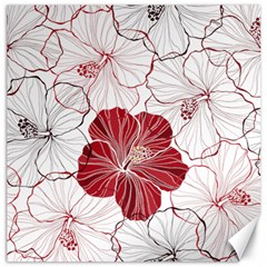 Red Hibiscus Flowers Art Canvas 16  X 16  by Jancukart