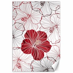 Red Hibiscus Flowers Art Canvas 20  X 30 