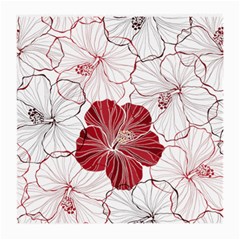 Red Hibiscus Flowers Art Medium Glasses Cloth by Jancukart