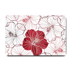 Red Hibiscus Flowers Art Small Doormat by Jancukart