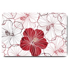 Red Hibiscus Flowers Art Large Doormat by Jancukart