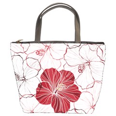 Red Hibiscus Flowers Art Bucket Bag