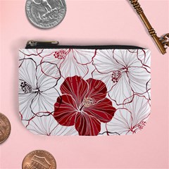 Red Hibiscus Flowers Art Mini Coin Purse