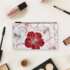 Red Hibiscus Flowers Art Cosmetic Bag (small)