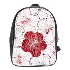 Red Hibiscus Flowers Art School Bag (large)