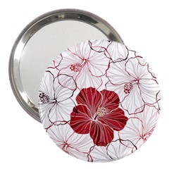 Red Hibiscus Flowers Art 3  Handbag Mirrors by Jancukart