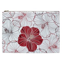 Red Hibiscus Flowers Art Cosmetic Bag (xxl) by Jancukart