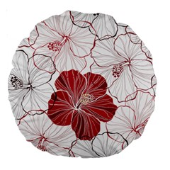 Red Hibiscus Flowers Art Large 18  Premium Round Cushions by Jancukart